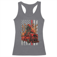 Firefighter Patriotic Fire Truck Fireman American Flag Racerback Tank Top - Wonder Print Shop