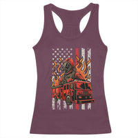 Firefighter Patriotic Fire Truck Fireman American Flag Racerback Tank Top - Wonder Print Shop