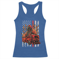 Firefighter Patriotic Fire Truck Fireman American Flag Racerback Tank Top - Wonder Print Shop