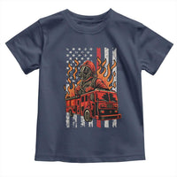 Firefighter Patriotic Fire Truck Fireman American Flag Toddler T Shirt - Wonder Print Shop