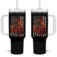 Firefighter Patriotic Fire Truck Fireman American Flag Tumbler With Handle