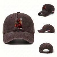 Firefighter Patriotic Fire Truck Fireman American Flag Washed Cotton Baseball Cap