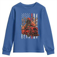 Firefighter Patriotic Fire Truck Fireman American Flag Youth Sweatshirt - Wonder Print Shop