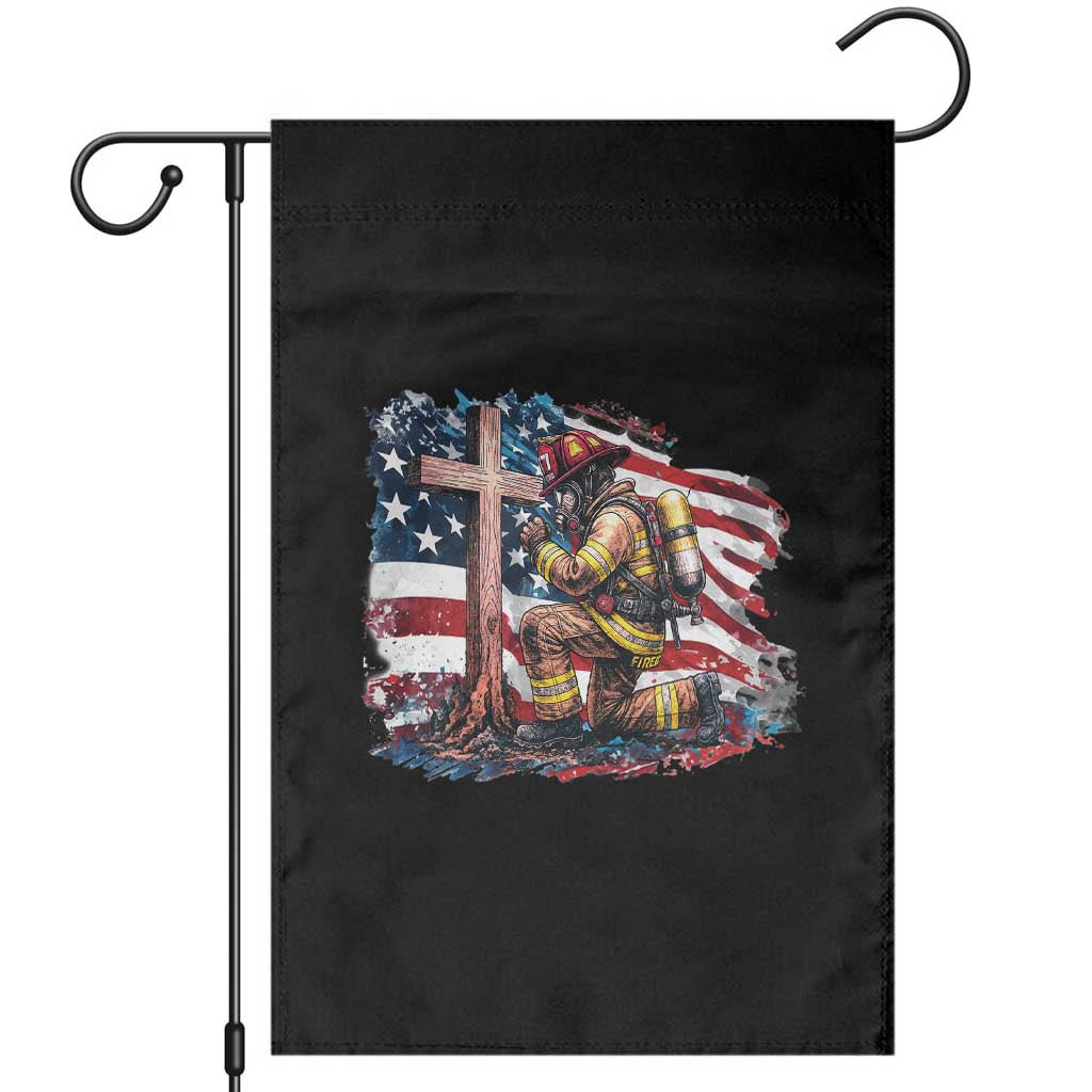 Fireman American Flag Garden Flag Firefighter Christian Cross Bible - Wonder Print Shop