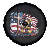 Fireman American Flag Spare Tire Cover Firefighter Christian Cross Bible - Wonder Print Shop