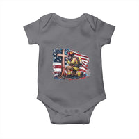 Fireman American Flag Baby Onesie Firefighter Christian Cross Bible - Wonder Print Shop