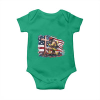 Fireman American Flag Baby Onesie Firefighter Christian Cross Bible - Wonder Print Shop