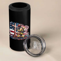 Fireman American Flag 4 in 1 Can Cooler Tumbler Firefighter Christian Cross Bible