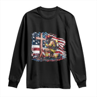 Fireman American Flag Long Sleeve Shirt Firefighter Christian Cross Bible - Wonder Print Shop