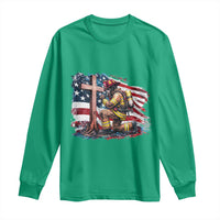 Fireman American Flag Long Sleeve Shirt Firefighter Christian Cross Bible - Wonder Print Shop
