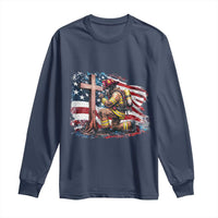 Fireman American Flag Long Sleeve Shirt Firefighter Christian Cross Bible - Wonder Print Shop