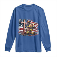 Fireman American Flag Long Sleeve Shirt Firefighter Christian Cross Bible - Wonder Print Shop
