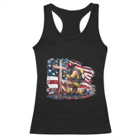 Fireman American Flag Racerback Tank Top Firefighter Christian Cross Bible - Wonder Print Shop