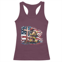 Fireman American Flag Racerback Tank Top Firefighter Christian Cross Bible - Wonder Print Shop