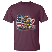 Fireman American Flag T Shirt Firefighter Christian Cross Bible - Wonder Print Shop