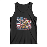 Fireman American Flag Tank Top Firefighter Christian Cross Bible - Wonder Print Shop