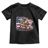 Fireman American Flag Toddler T Shirt Firefighter Christian Cross Bible - Wonder Print Shop
