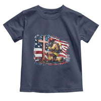 Fireman American Flag Toddler T Shirt Firefighter Christian Cross Bible - Wonder Print Shop