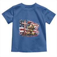 Fireman American Flag Toddler T Shirt Firefighter Christian Cross Bible - Wonder Print Shop