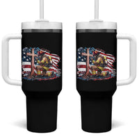 Fireman American Flag Tumbler With Handle Firefighter Christian Cross Bible
