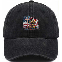 Fireman American Flag Washed Cotton Baseball Cap Firefighter Christian Cross Bible