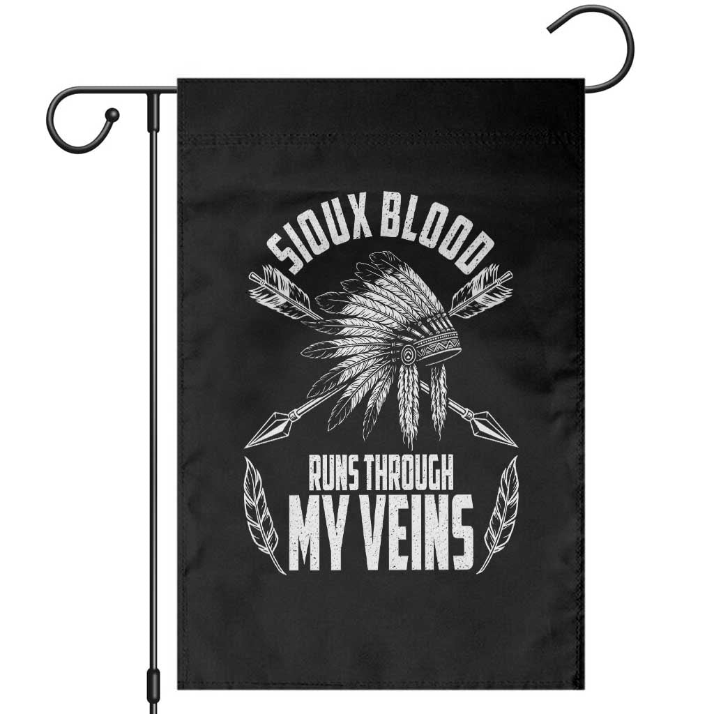 Native American Idian Chief Garden Flag Sioux Blood Runs Through My Veins - Wonder Print Shop
