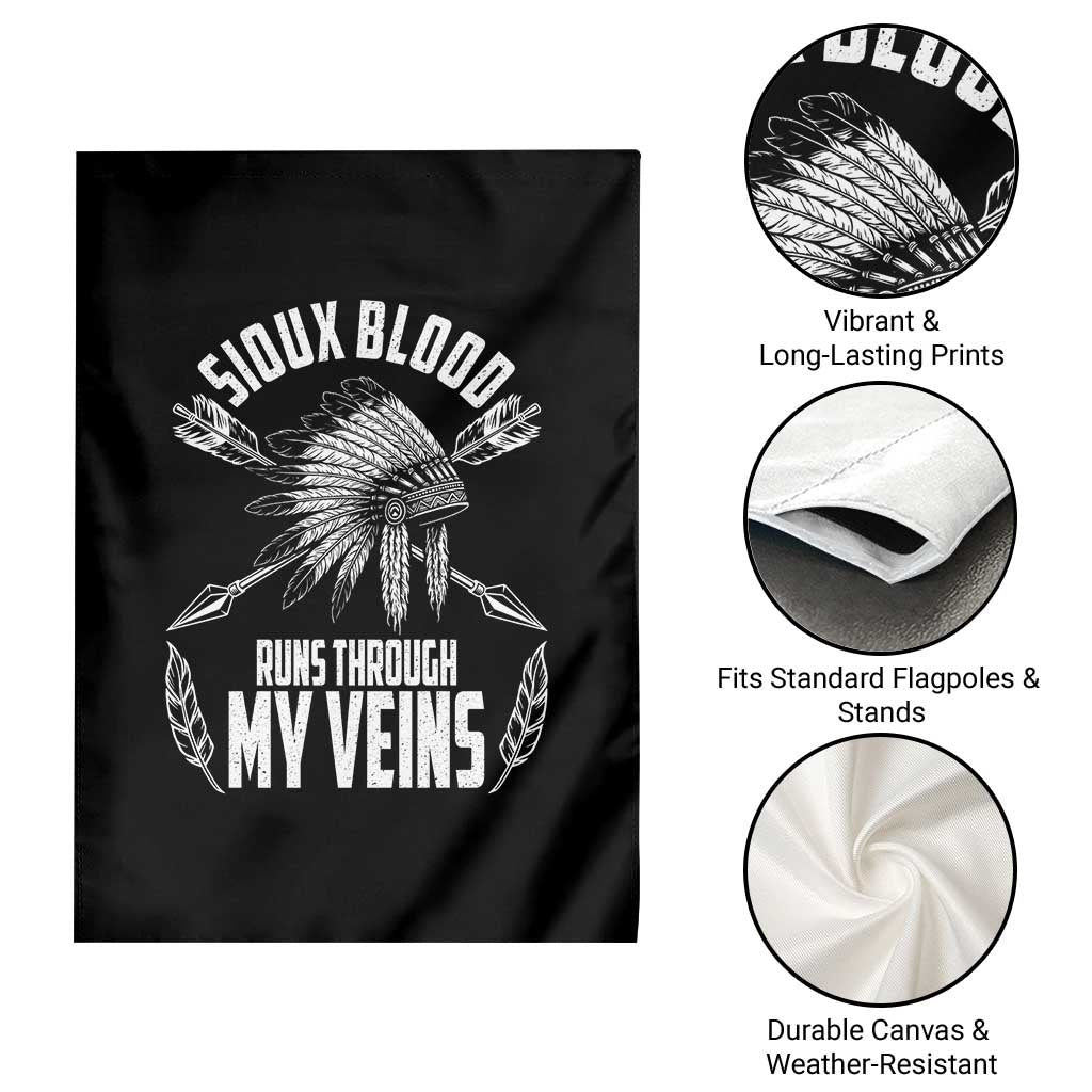 Native American Idian Chief Garden Flag Sioux Blood Runs Through My Veins - Wonder Print Shop