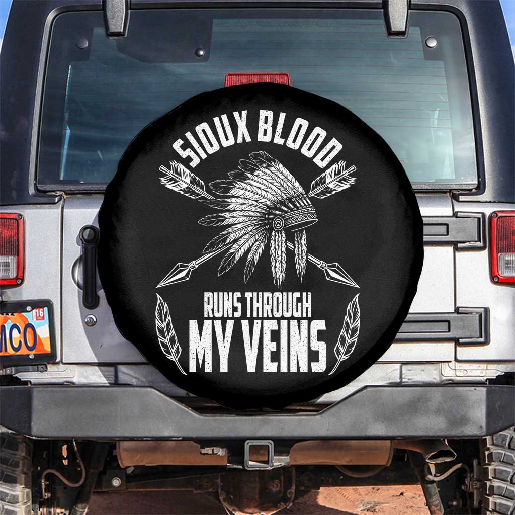 Native American Idian Chief Spare Tire Cover Sioux Blood Runs Through My Veins - Wonder Print Shop