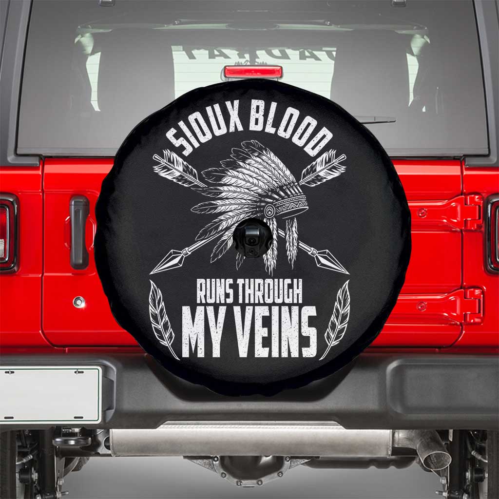 Native American Idian Chief Spare Tire Cover Sioux Blood Runs Through My Veins - Wonder Print Shop