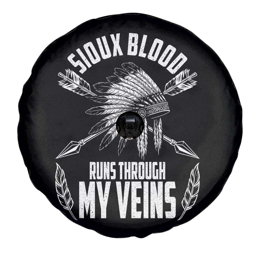 Native American Idian Chief Spare Tire Cover Sioux Blood Runs Through My Veins - Wonder Print Shop