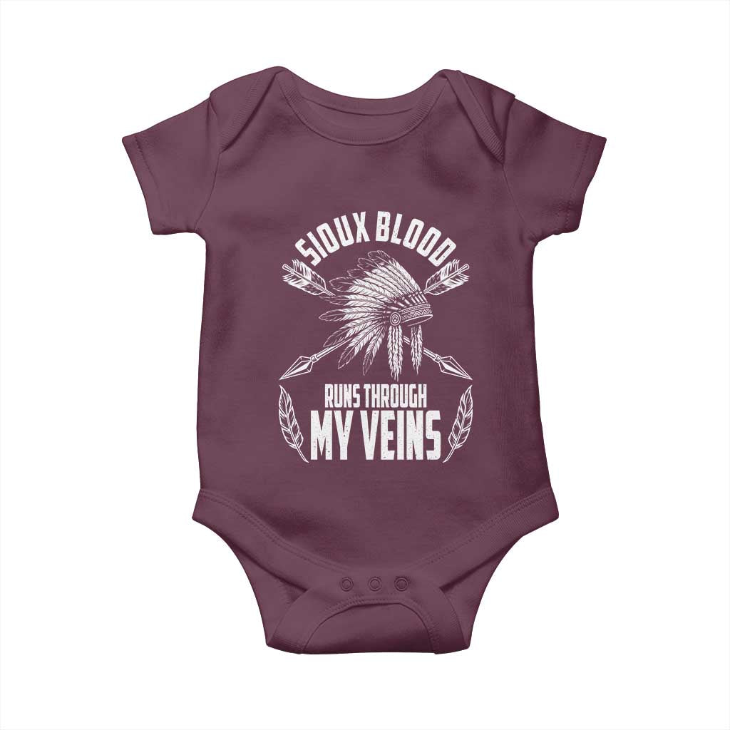 Native American Idian Chief Baby Onesie Sioux Blood Runs Through My Veins - Wonder Print Shop