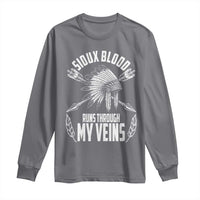 Native American Idian Chief Long Sleeve Shirt Sioux Blood Runs Through My Veins - Wonder Print Shop