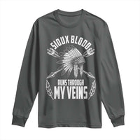 Native American Idian Chief Long Sleeve Shirt Sioux Blood Runs Through My Veins - Wonder Print Shop