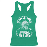 Native American Idian Chief Racerback Tank Top Sioux Blood Runs Through My Veins - Wonder Print Shop