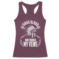Native American Idian Chief Racerback Tank Top Sioux Blood Runs Through My Veins - Wonder Print Shop