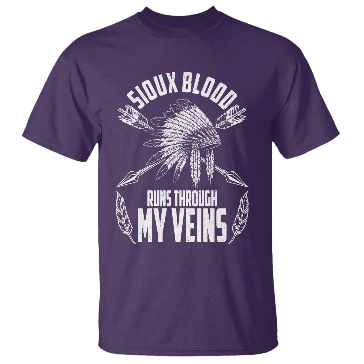 Native American Idian Chief T Shirt Sioux Blood Runs Through My Veins - Wonder Print Shop