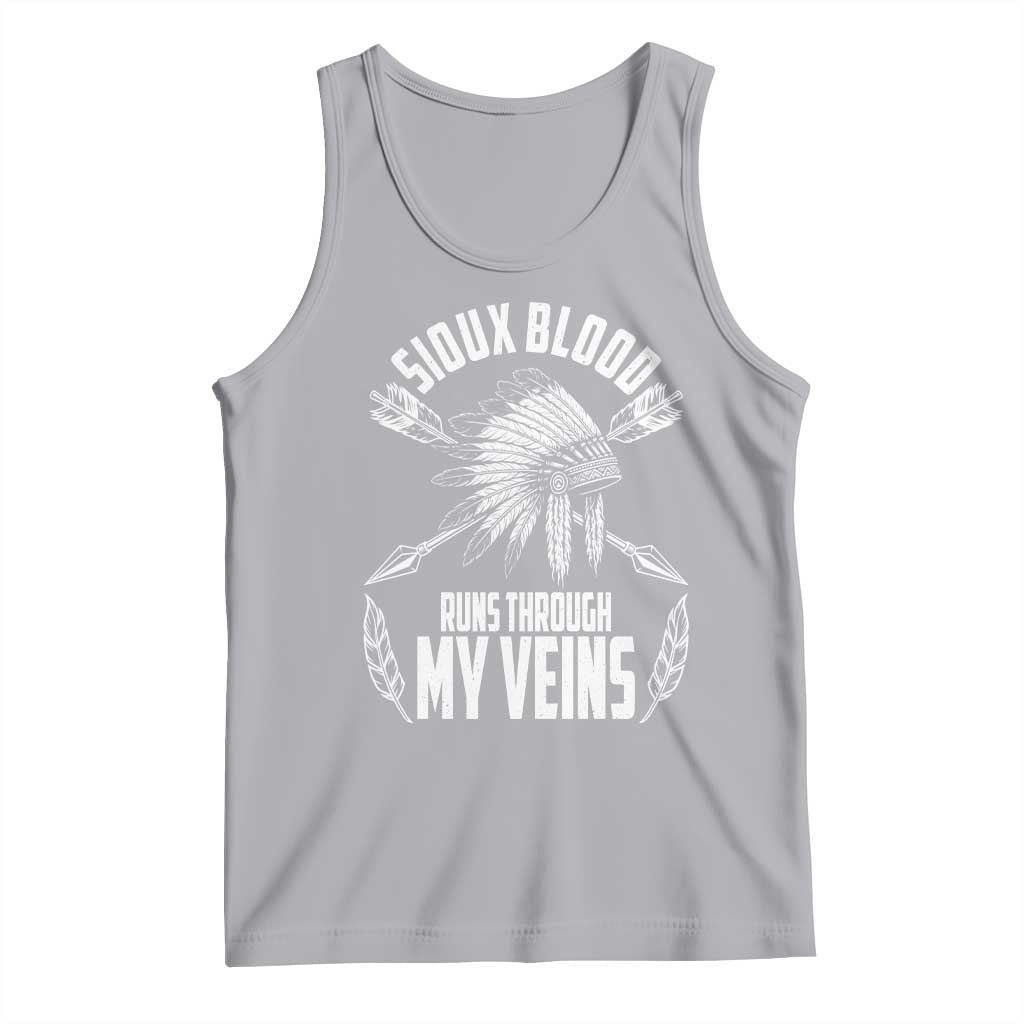 Native American Idian Chief Tank Top Sioux Blood Runs Through My Veins - Wonder Print Shop