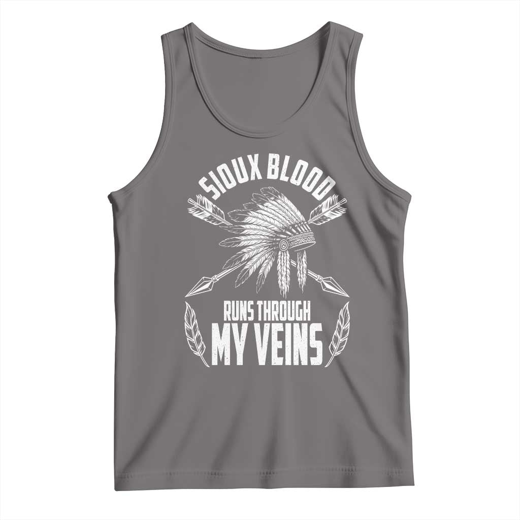 Native American Idian Chief Tank Top Sioux Blood Runs Through My Veins - Wonder Print Shop