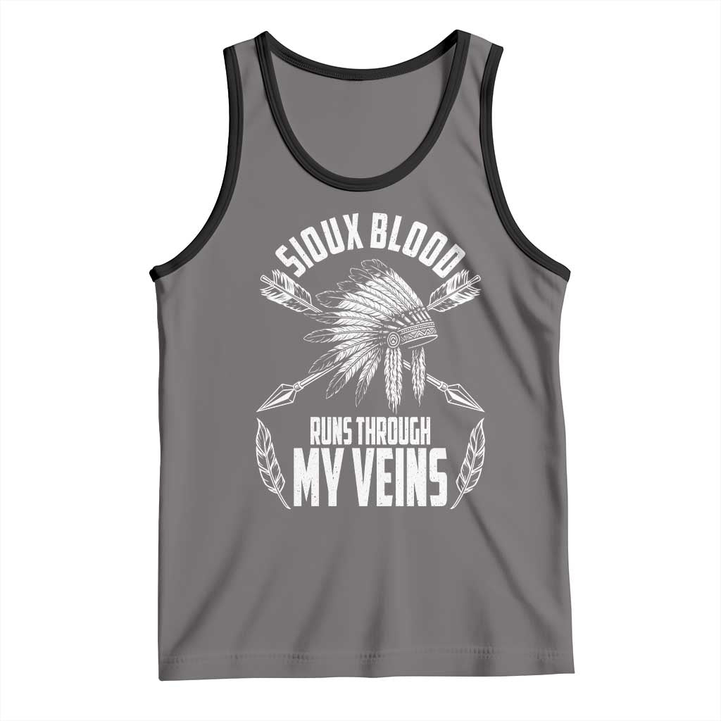 Native American Idian Chief Tank Top Sioux Blood Runs Through My Veins - Wonder Print Shop