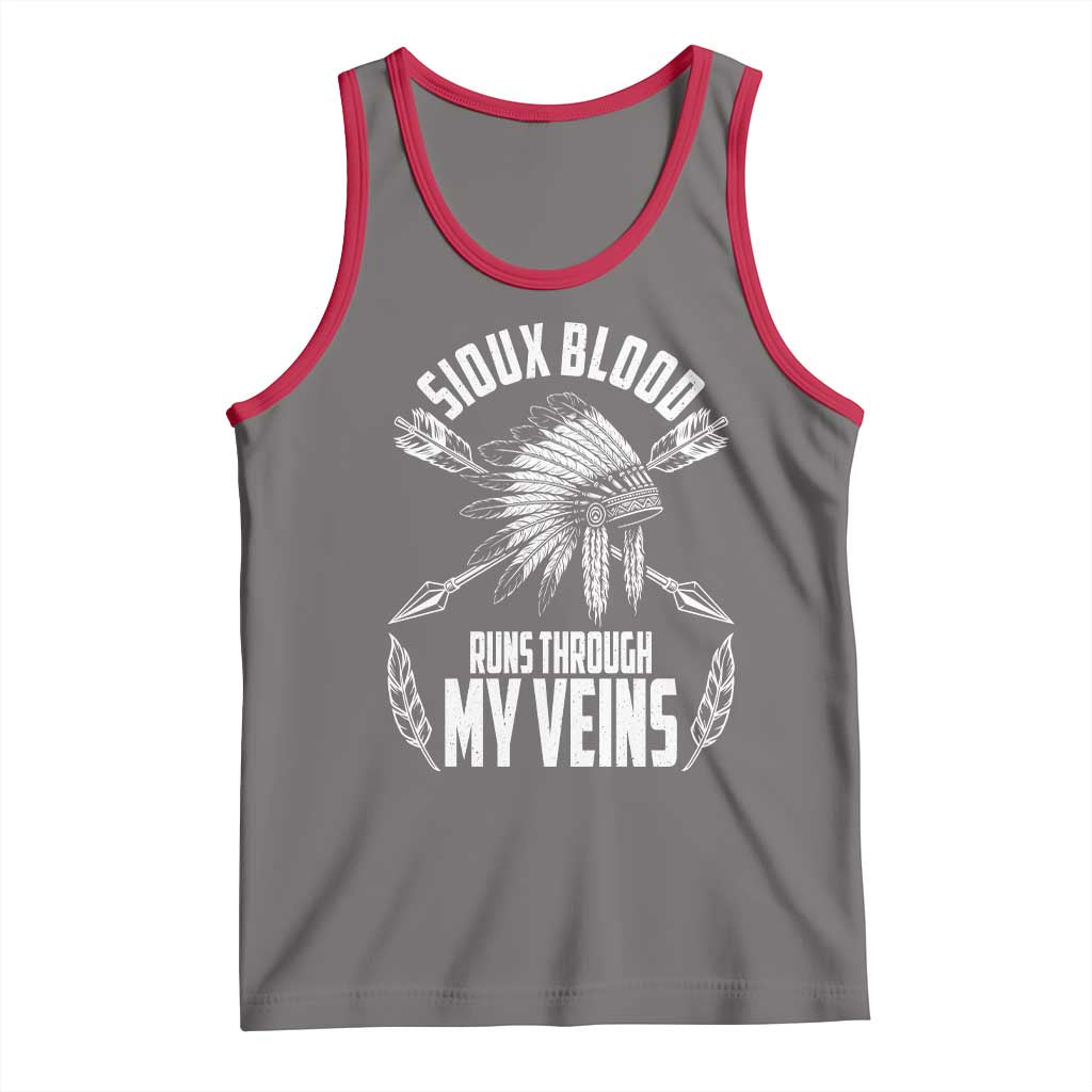 Native American Idian Chief Tank Top Sioux Blood Runs Through My Veins - Wonder Print Shop