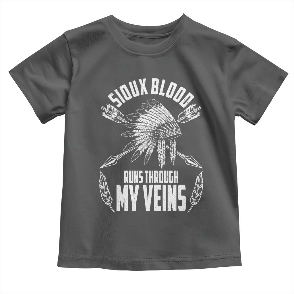 Native American Idian Chief Toddler T Shirt Sioux Blood Runs Through My Veins - Wonder Print Shop