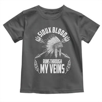 Native American Idian Chief Toddler T Shirt Sioux Blood Runs Through My Veins - Wonder Print Shop