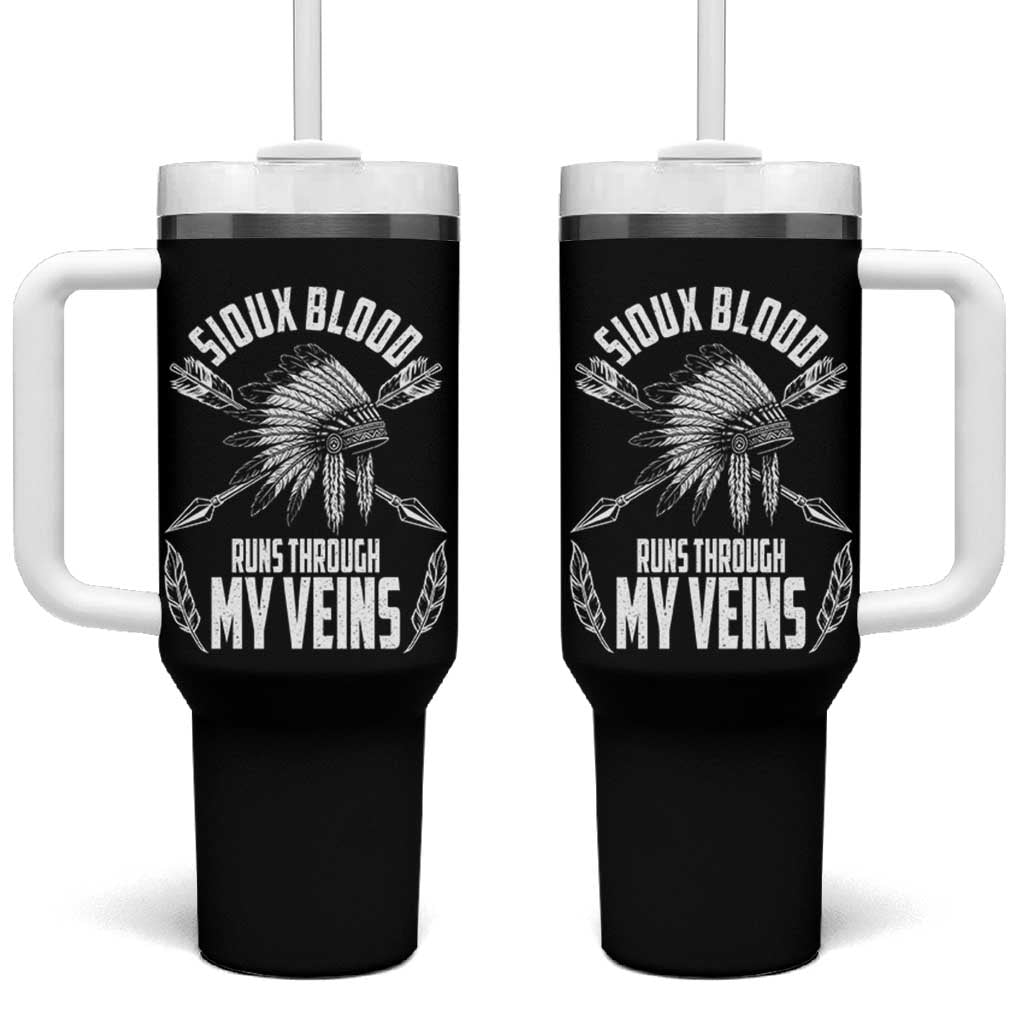 Native American Idian Chief Tumbler With Handle Sioux Blood Runs Through My Veins