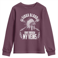 Native American Idian Chief Youth Sweatshirt Sioux Blood Runs Through My Veins - Wonder Print Shop