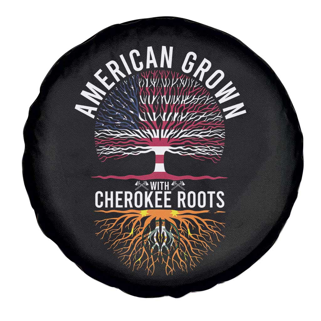 Native American Flag Spare Tire Cover American Grown With Cherokee Roots - Wonder Print Shop