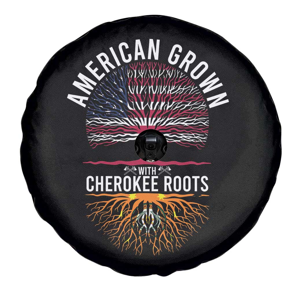 Native American Flag Spare Tire Cover American Grown With Cherokee Roots - Wonder Print Shop