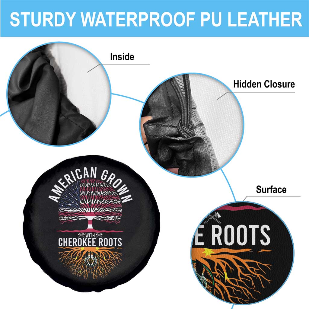 Native American Flag Spare Tire Cover American Grown With Cherokee Roots - Wonder Print Shop