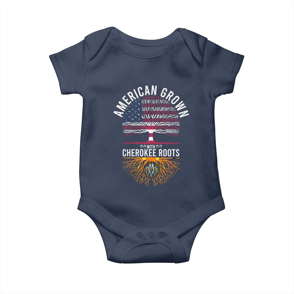 Native American Flag Baby Onesie American Grown With Cherokee Roots - Wonder Print Shop