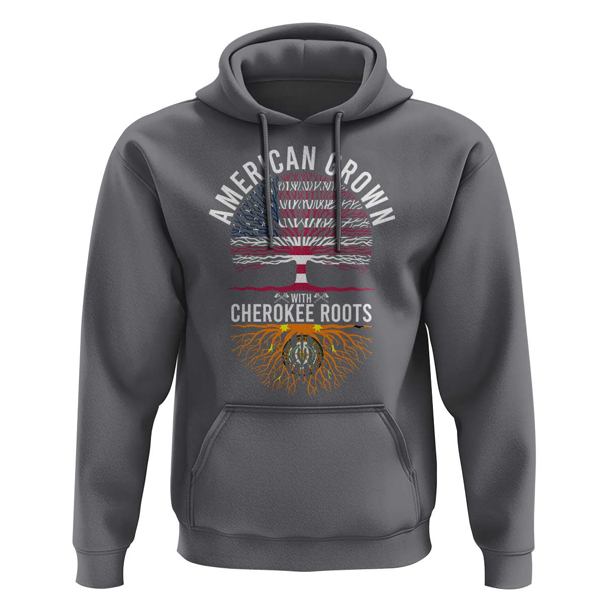 Native American Flag Hoodie American Grown With Cherokee Roots - Wonder Print Shop