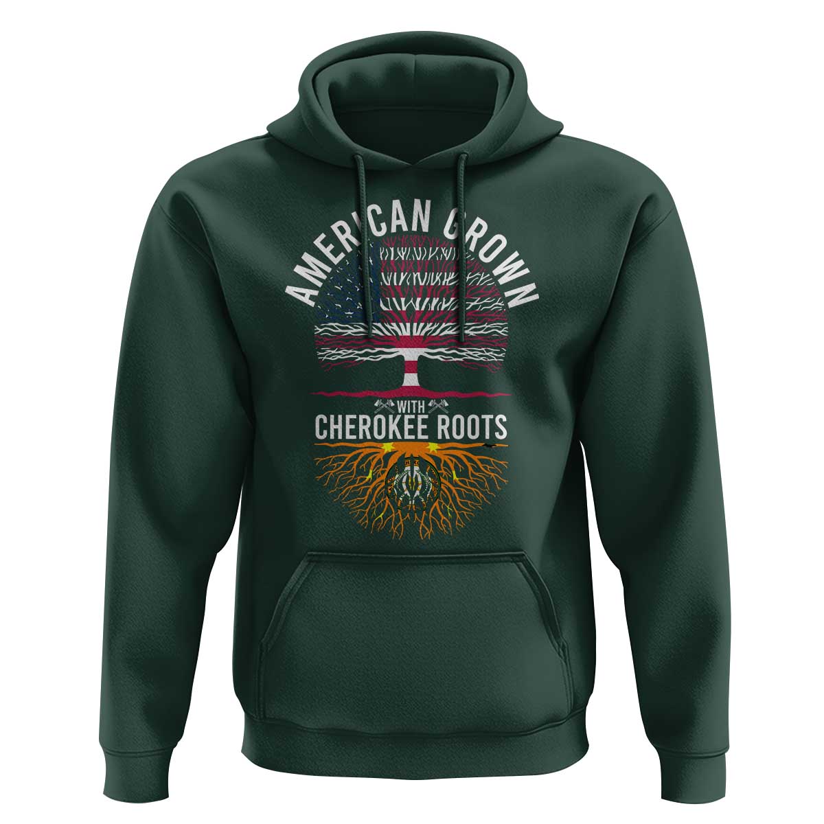 Native American Flag Hoodie American Grown With Cherokee Roots - Wonder Print Shop